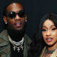 Offset and Cardi B pose backstage for Prabal Gurung during New York Fashion Week on February 11, 2018, in New York City.